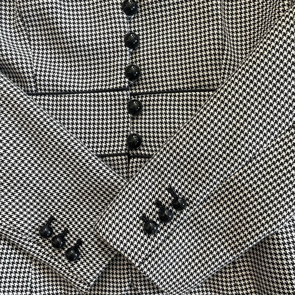 VTG Nine West Workwear 6 Two-Piece Suit Houndstooth Black & White Academia - Picture 3 of 16